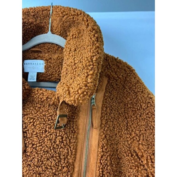 Marrakech Women's Large Sherpa Jacket Burnt Sienna Brown Teddy Bear - Picture 15 of 16